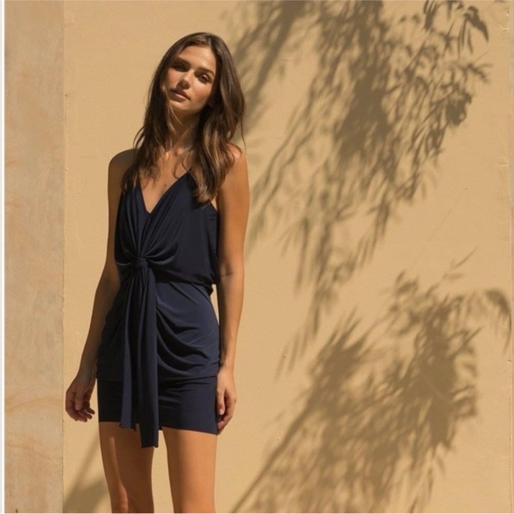 MISA Los Angeles Domino Mini Dress in Midnight Navy